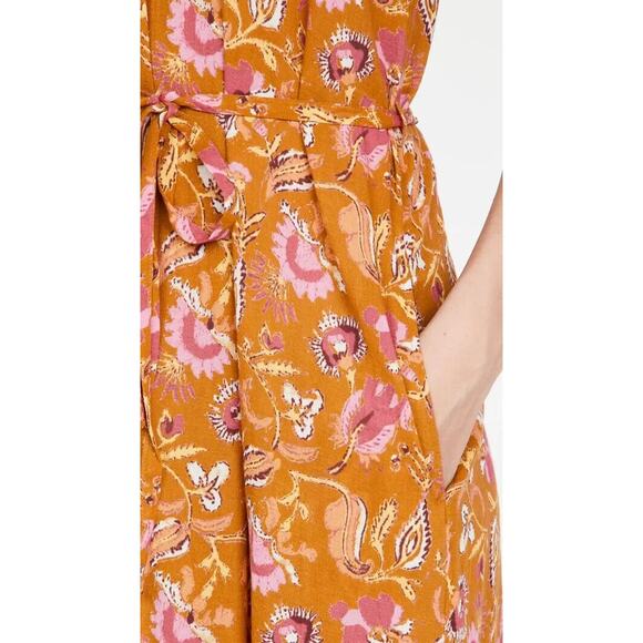 Xirena Poppy Off-The-Shoulder Midi Dress Sunset Floral Belted Pocket Size Medium - Picture 5 of 11